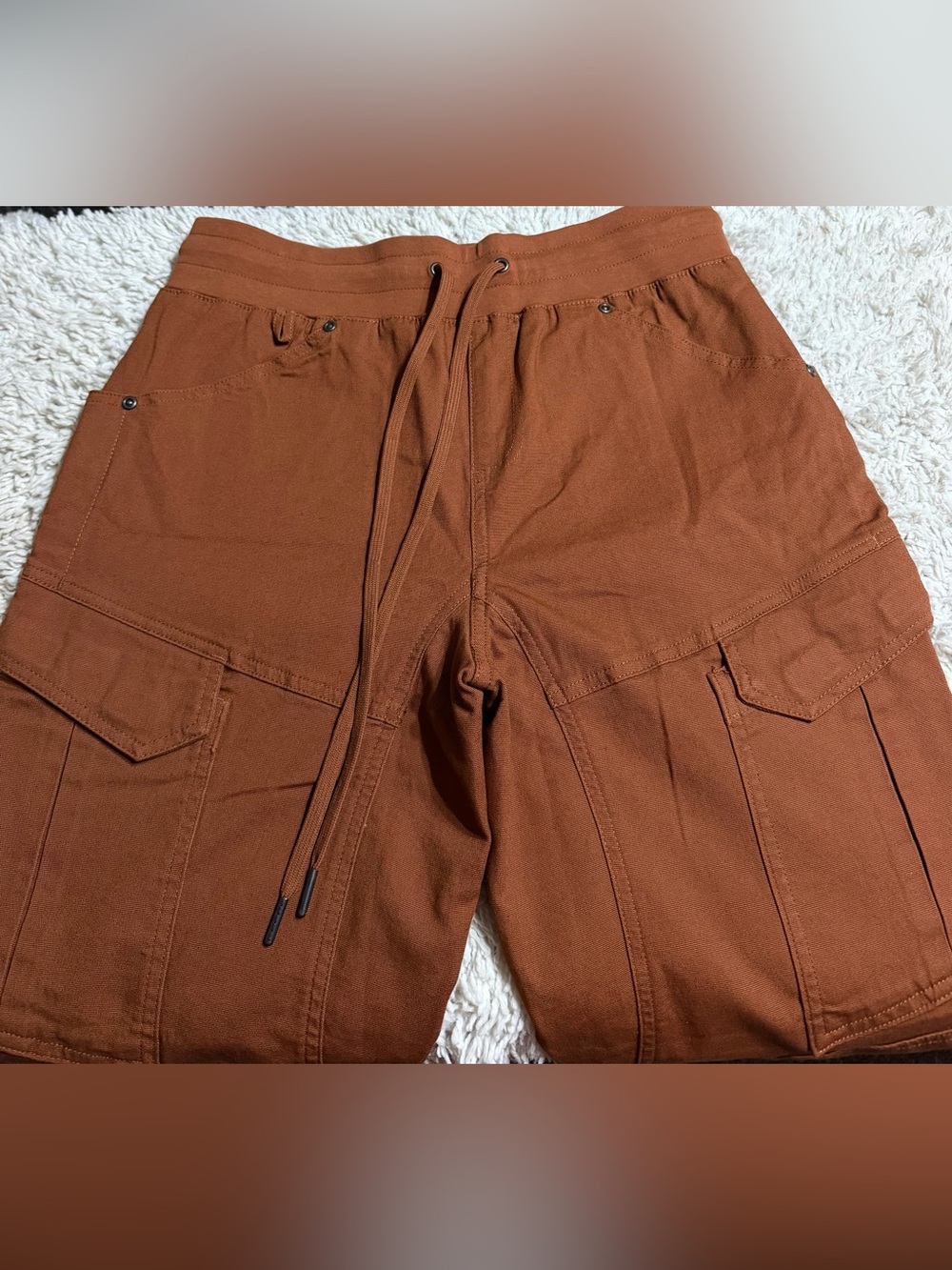 Duluth Trading Co womens fire hose jogger Cargo Drawstring Pants - Rust sz small